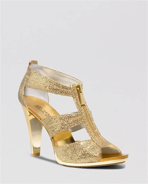 michael kors booties with gold heels|Michael Kors open toe heels.